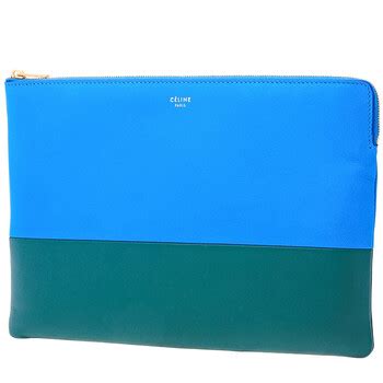 Celine Solo Bicolor Blue and Green Clutch Pouch 